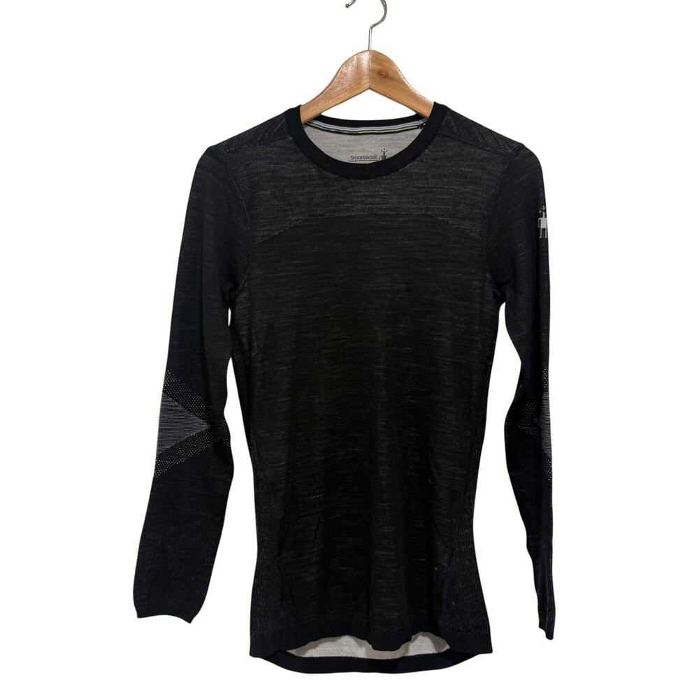 Smartwool Black Merino Blend Base Layer Top Men Small Long Sleeve Crewneck FLAW